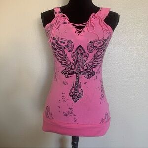 Y2K vintage Pink Embellished Women's Tank Top